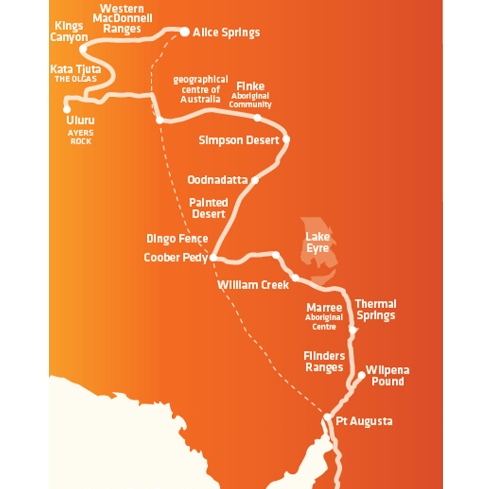 Ultimate Adelaide To Alice Springs Adventure Route Map 