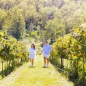 Couple walking around a winery